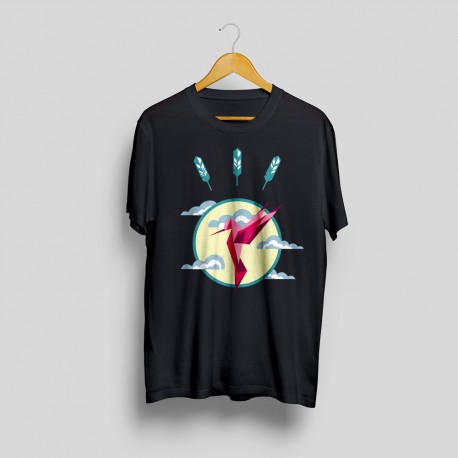 T-shirt imprimé colibri Size-L Color-Black